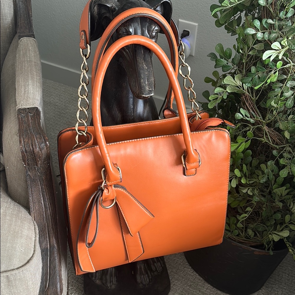 Orange Leather Handbag